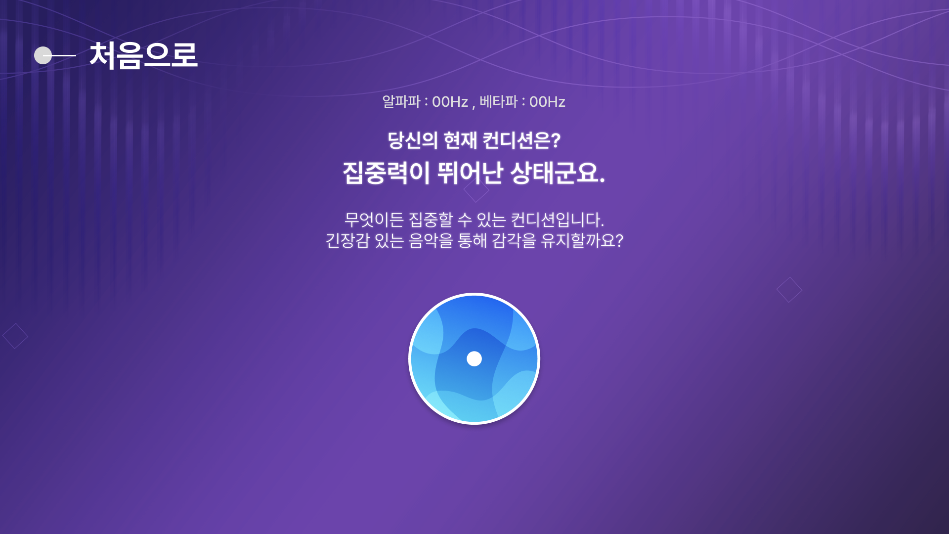 결과 화면 - 집중력 뛰어난 상태