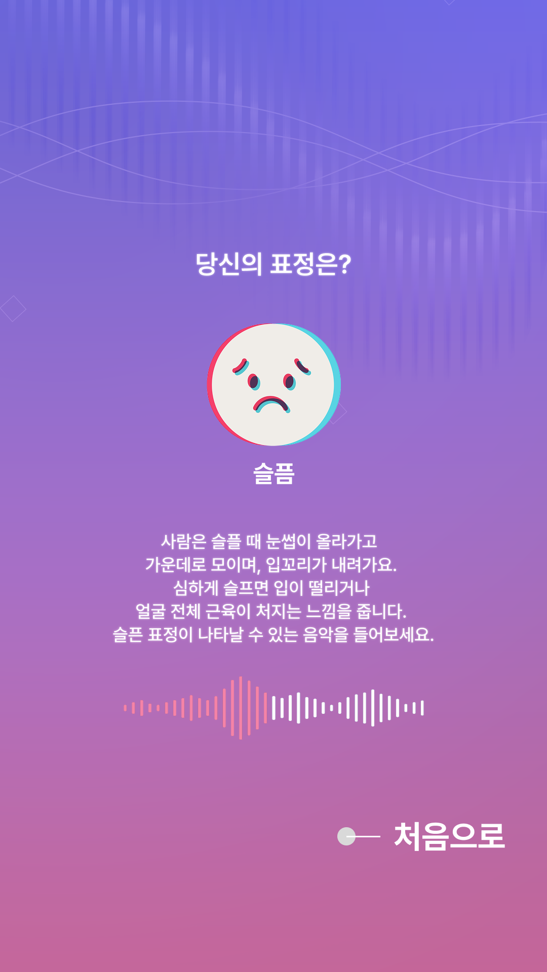 결과 화면 - 슬픔